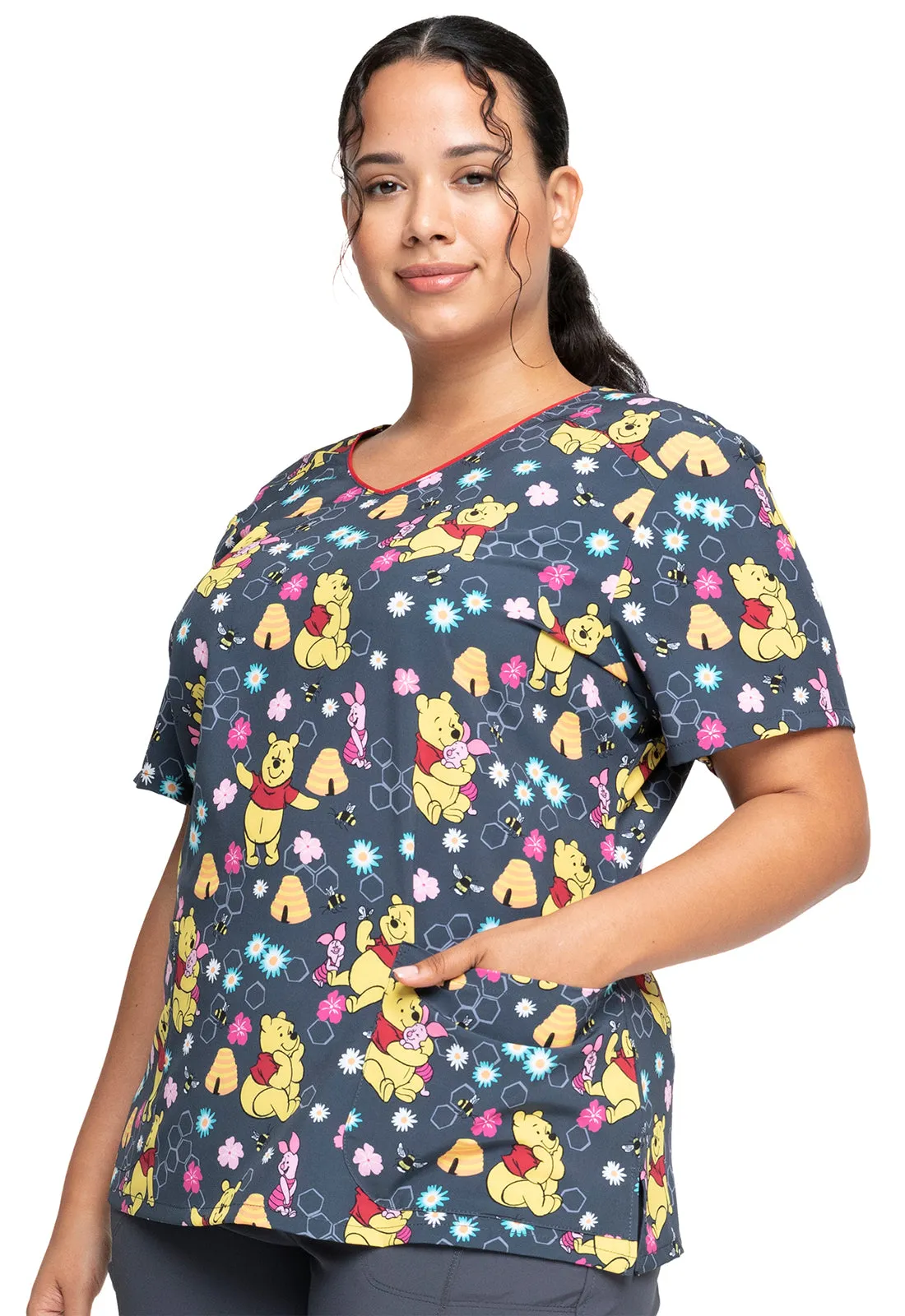 Disney's V-Neck Print Top in Bee's Knees