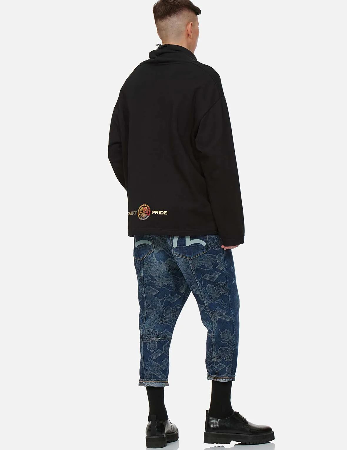 Dragon Jacquard Drop Crotch Denim Jeans