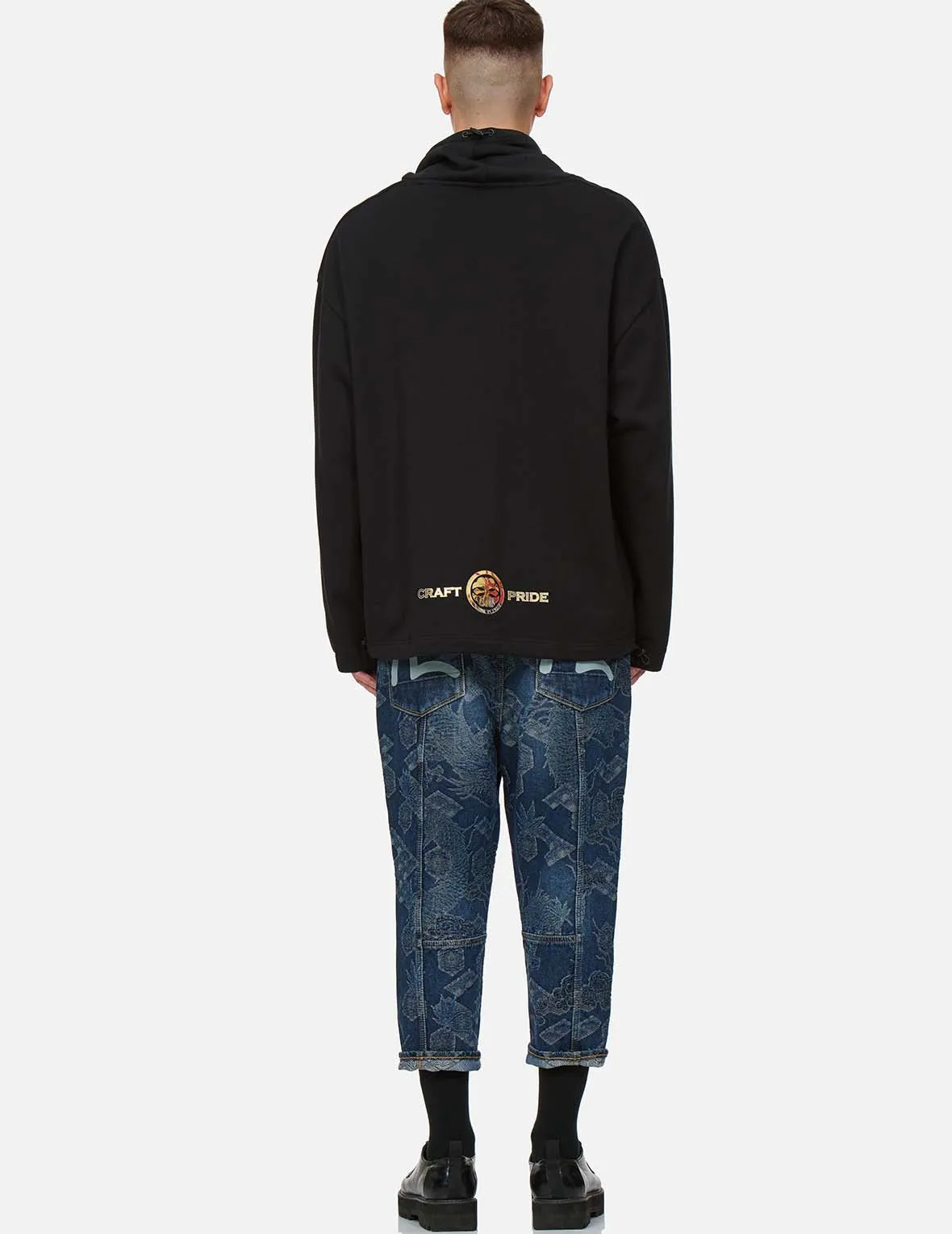 Dragon Jacquard Drop Crotch Denim Jeans