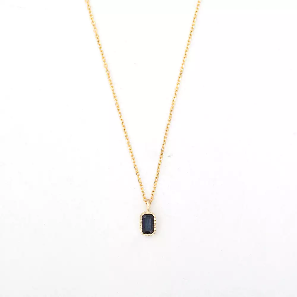 Emerald Cut Blue Sapphire Wisp Necklace