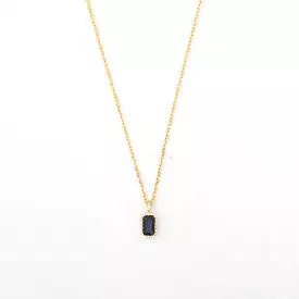 Emerald Cut Blue Sapphire Wisp Necklace