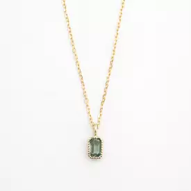 Emerald Cut Green Sapphire Wisp Necklace