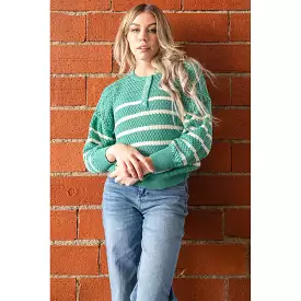 Emerald Striped Knit Sweater (S-3X)