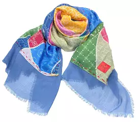 Erfurt Scarf Silk Modal Printed Patchwork Blue