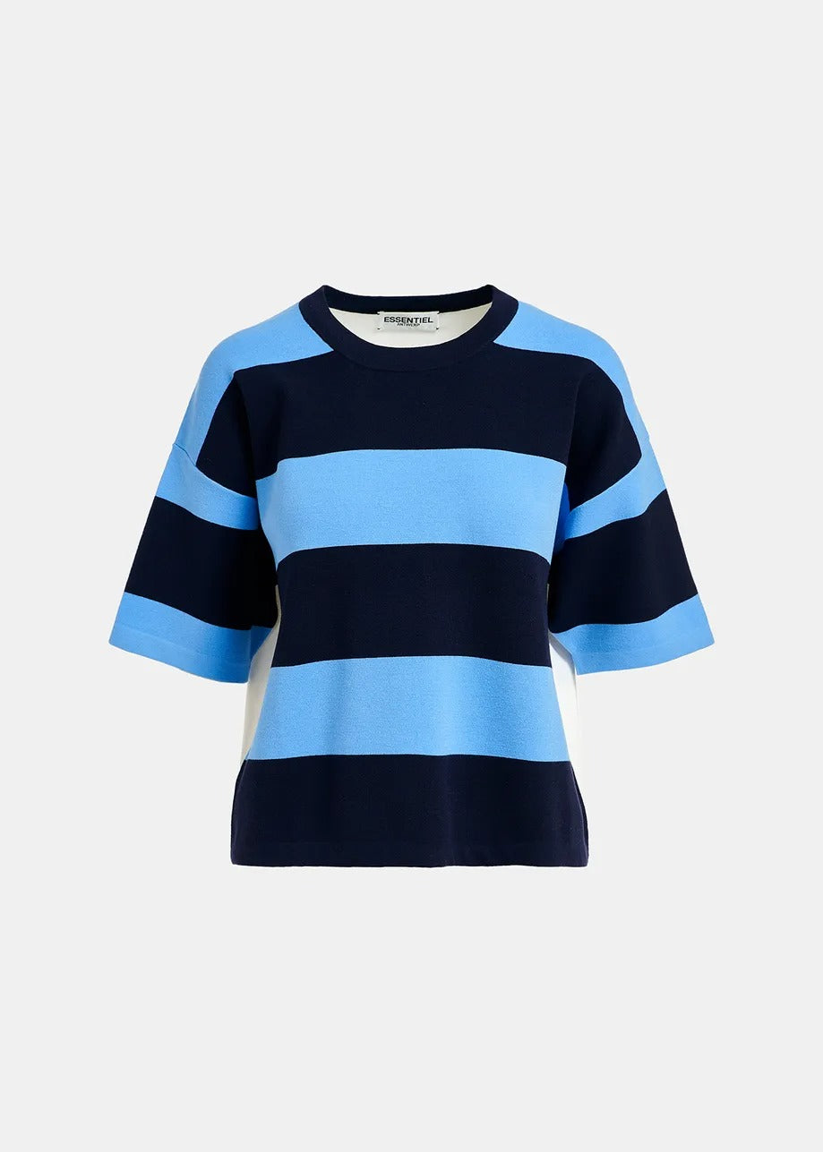 Essentiel Antwerp Blue and navy blue striped knit sweater