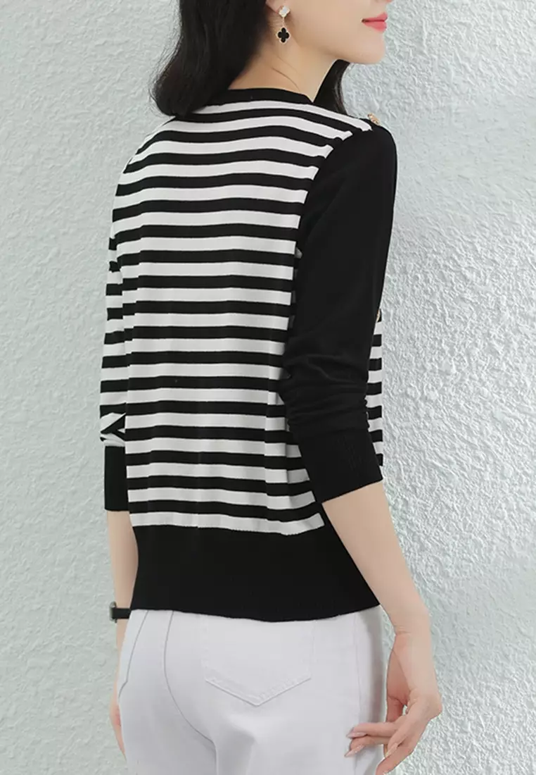 Fashion Striped Crew Neck Sweater