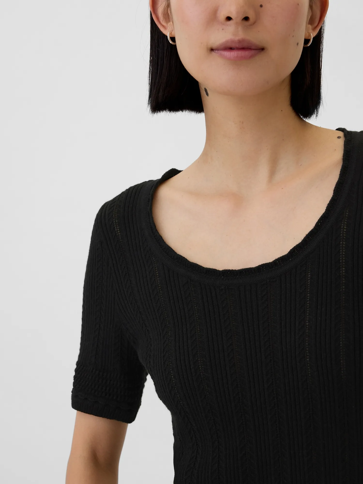 Fitted Elbow Sleeve Sweater Top