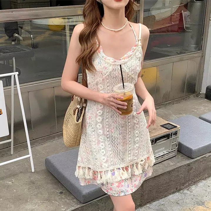 Floral Outer Lace Ruffle Dress