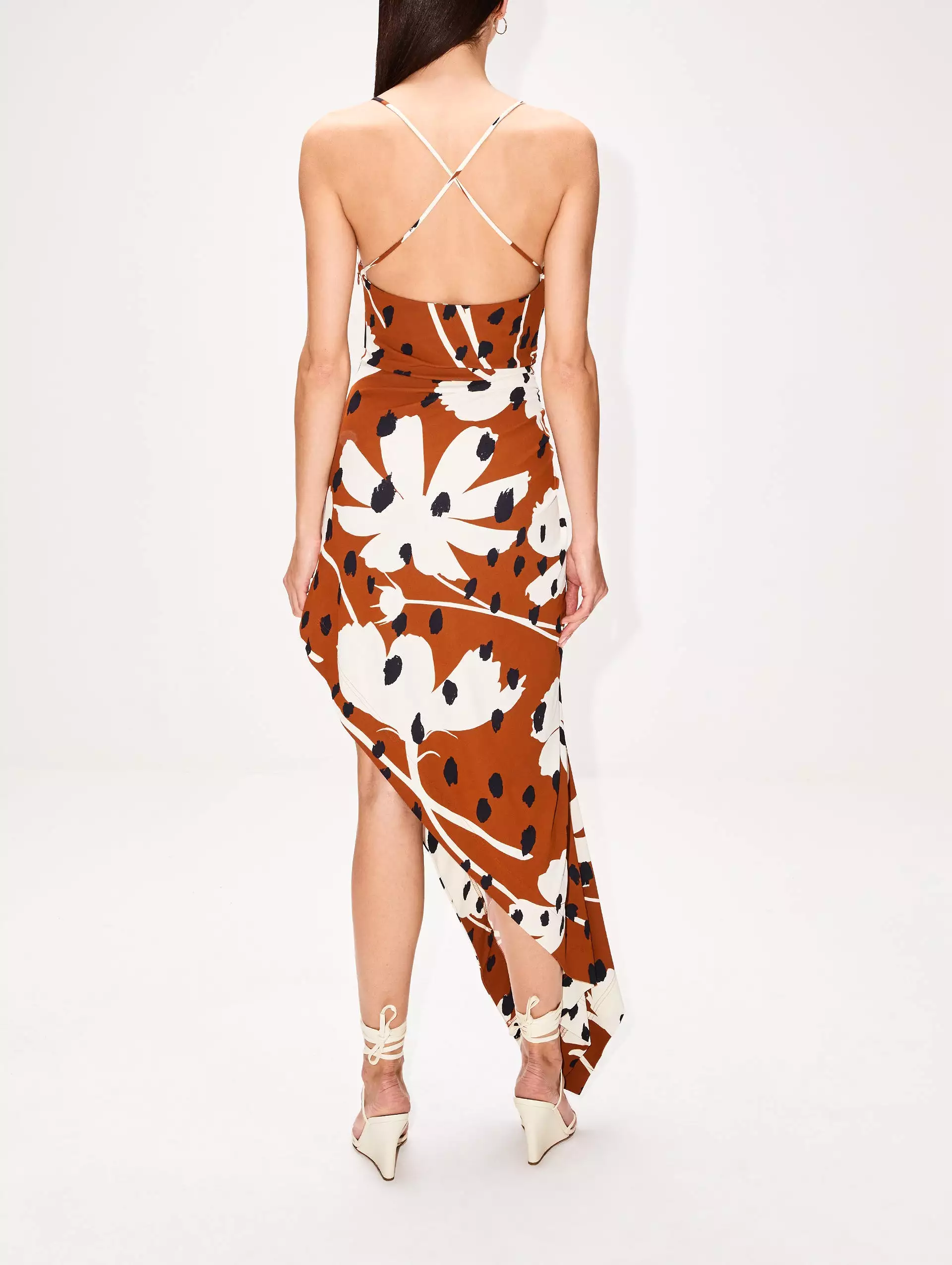 Floral Print Draped Slip Dress