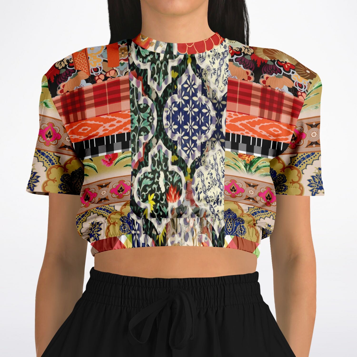 Flowers of Solvang Short Sleeve Cropped Eco-Poly Sweater