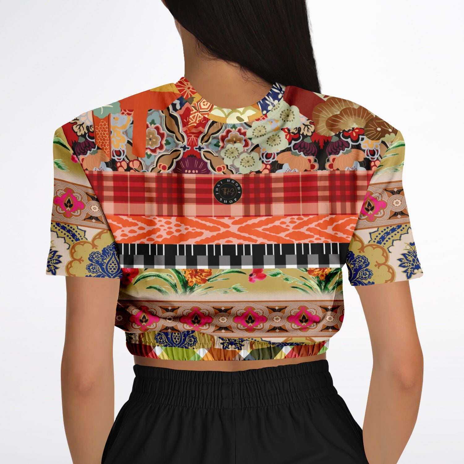 Flowers of Solvang Short Sleeve Cropped Eco-Poly Sweater