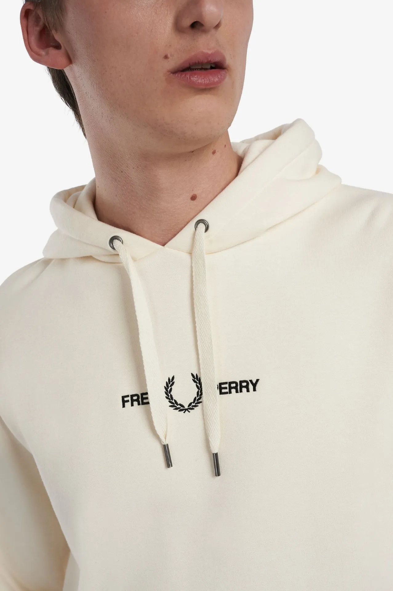 Fred Perry - Embroidered Hooded Sweater - Ecru