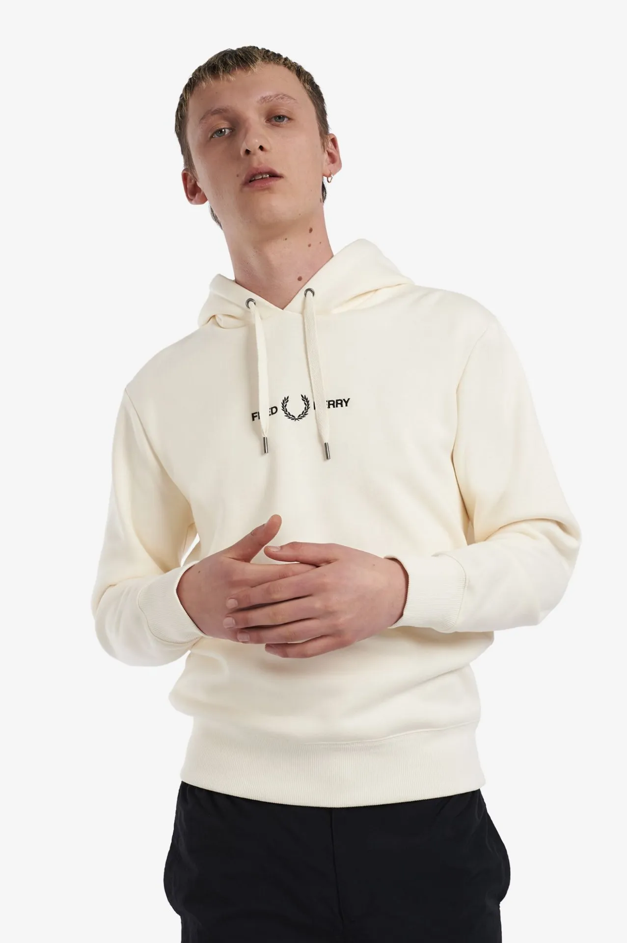 Fred Perry - Embroidered Hooded Sweater - Ecru