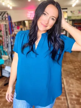 Gabby V-neck Top-Teal