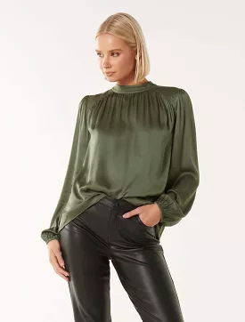 Gilli Gather Satin Shell Blouse