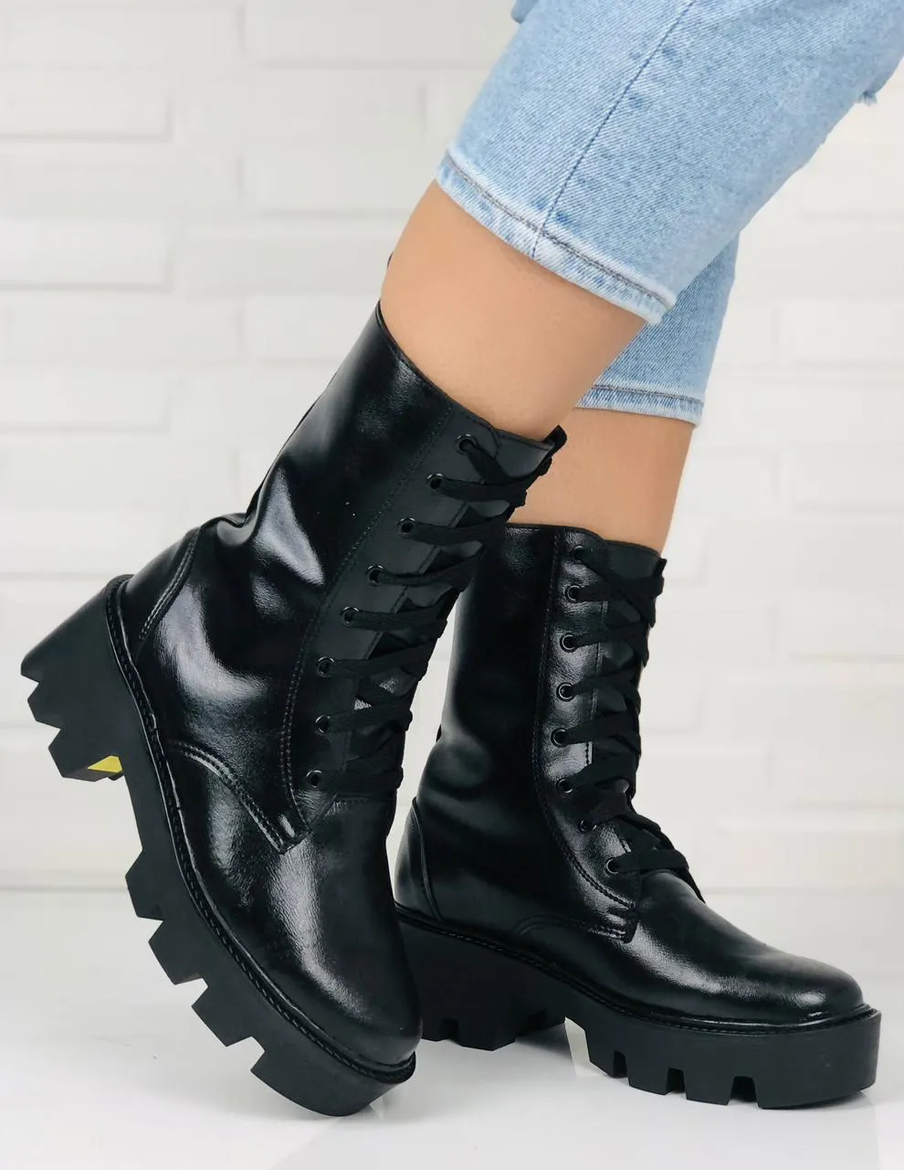 Glossy Elegance Black Shining Boots