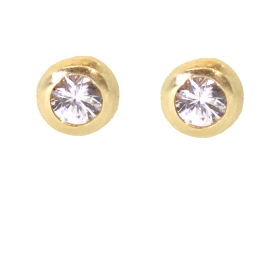 Gold & White Sapphire Stud Earrings