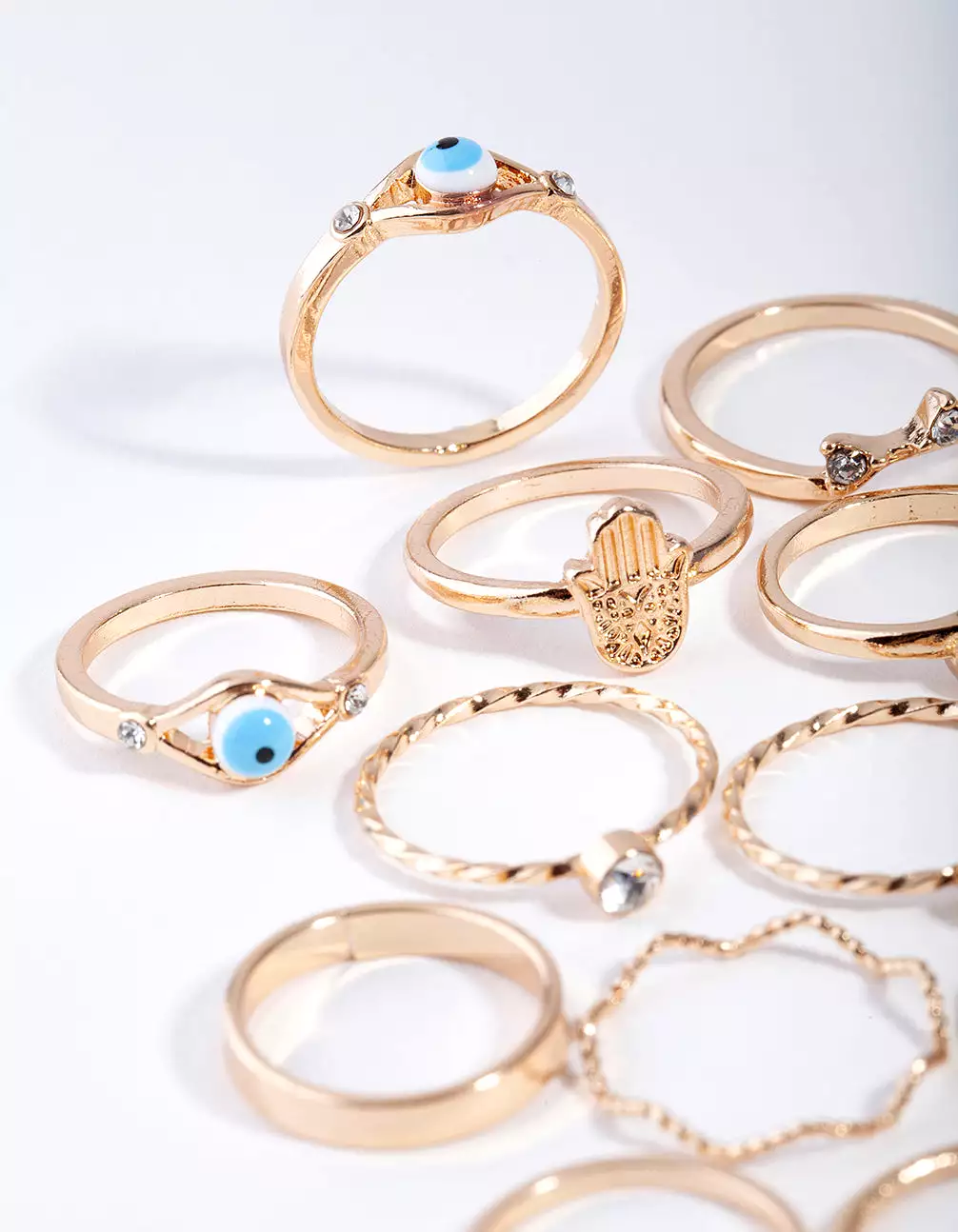 Gold Evil Eye & Hamsa Ring 24-Pack