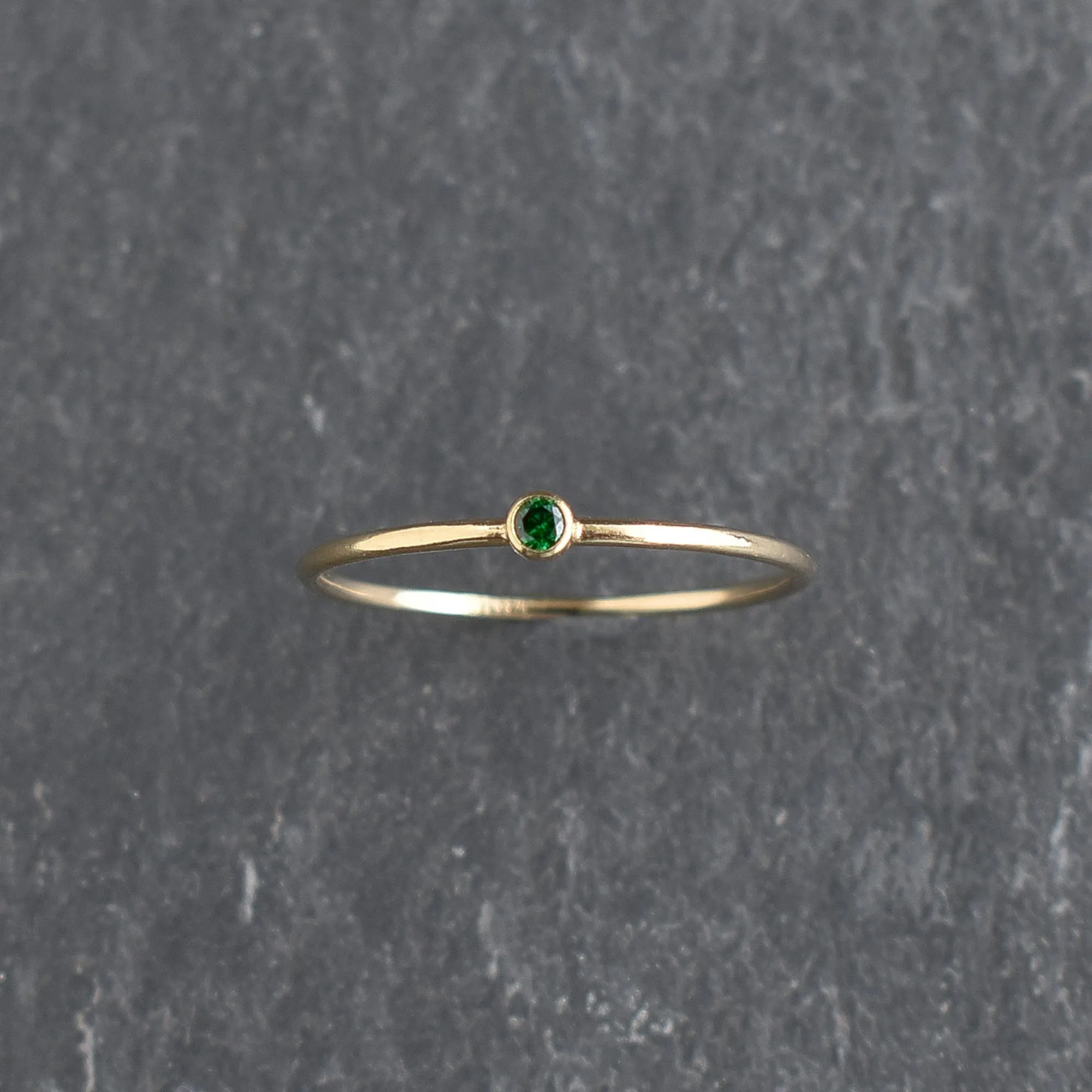 Green CZ Stacking Ring - May Emerald Birthstone