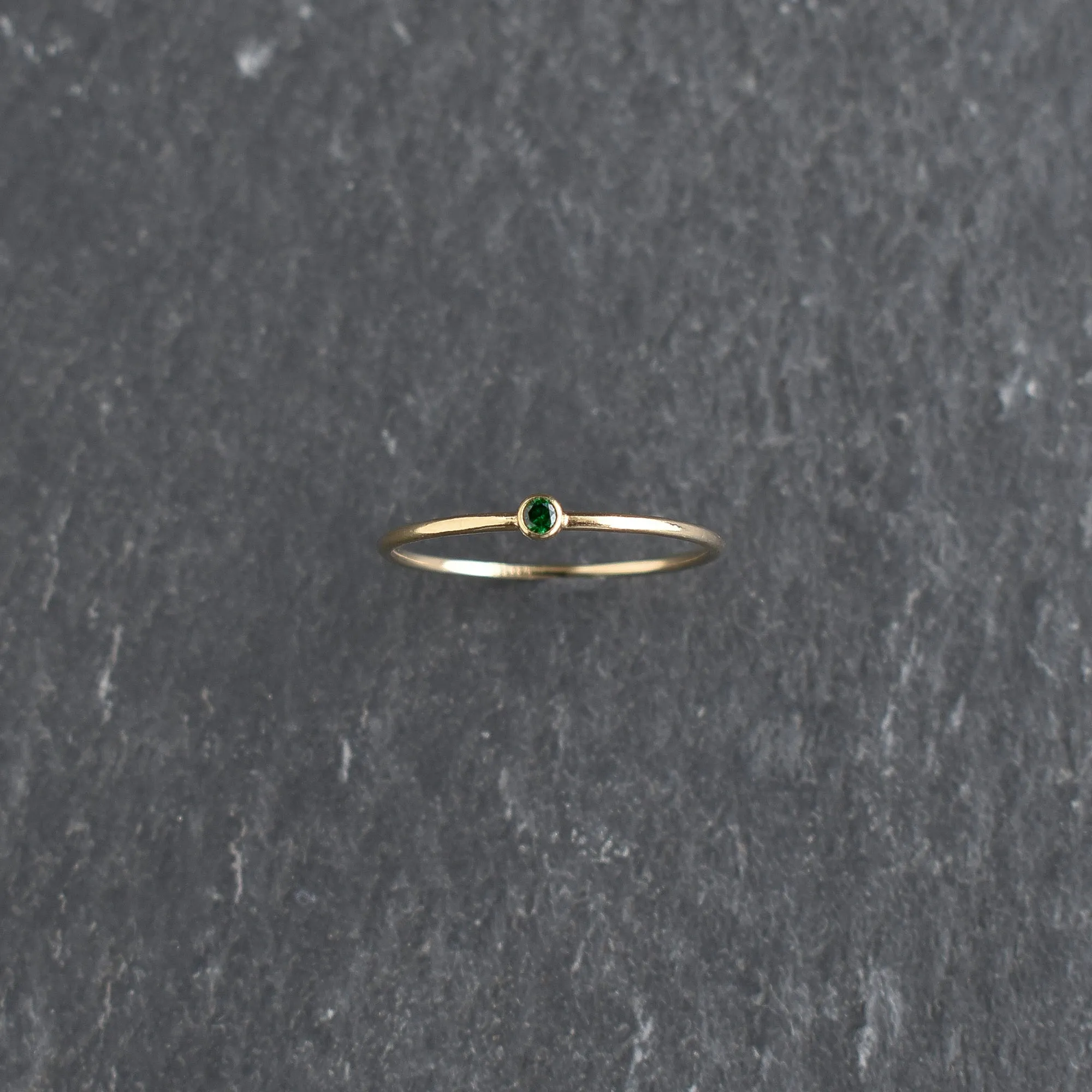 Green CZ Stacking Ring - May Emerald Birthstone