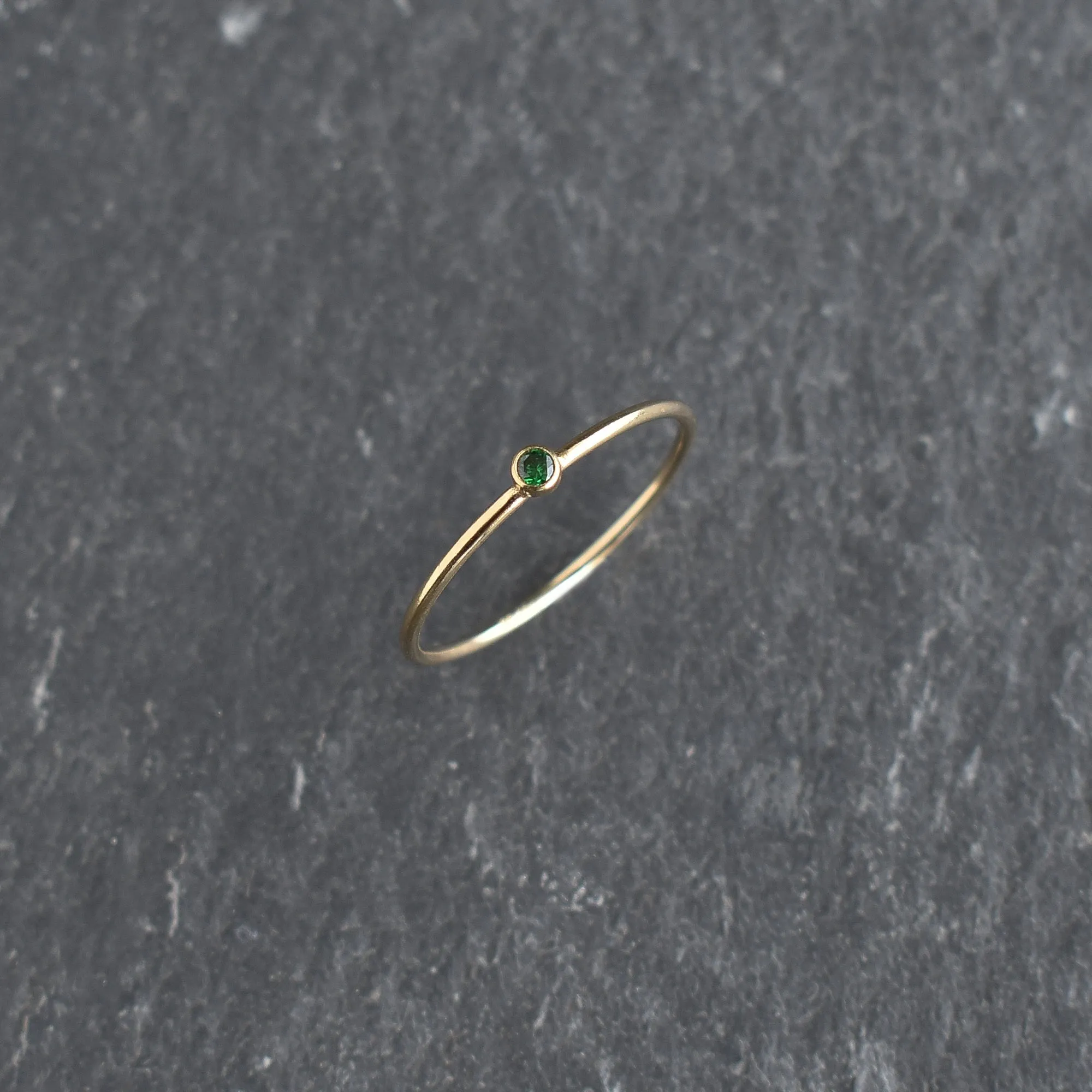 Green CZ Stacking Ring - May Emerald Birthstone