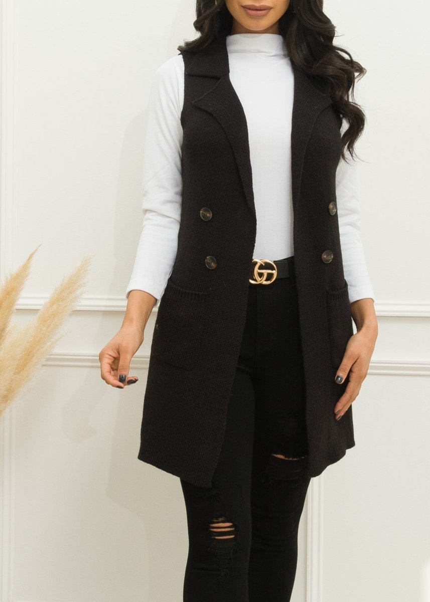 Handle It Cardigan Vest Black