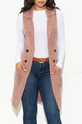 Handle It Cardigan Vest Heather Rose