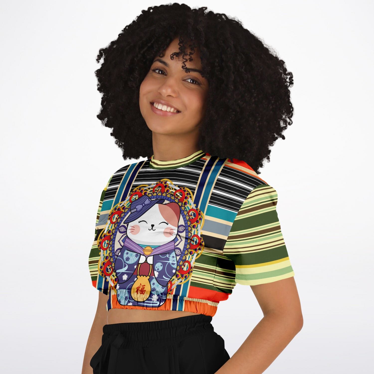 Happy Tequila Sunrise Short Sleeve Cropped Eco-Poly Sweater