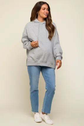 Heather Grey Drawstring Maternity Hoodie