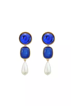 HERE'S TROUBLE EARRINGS BLUE