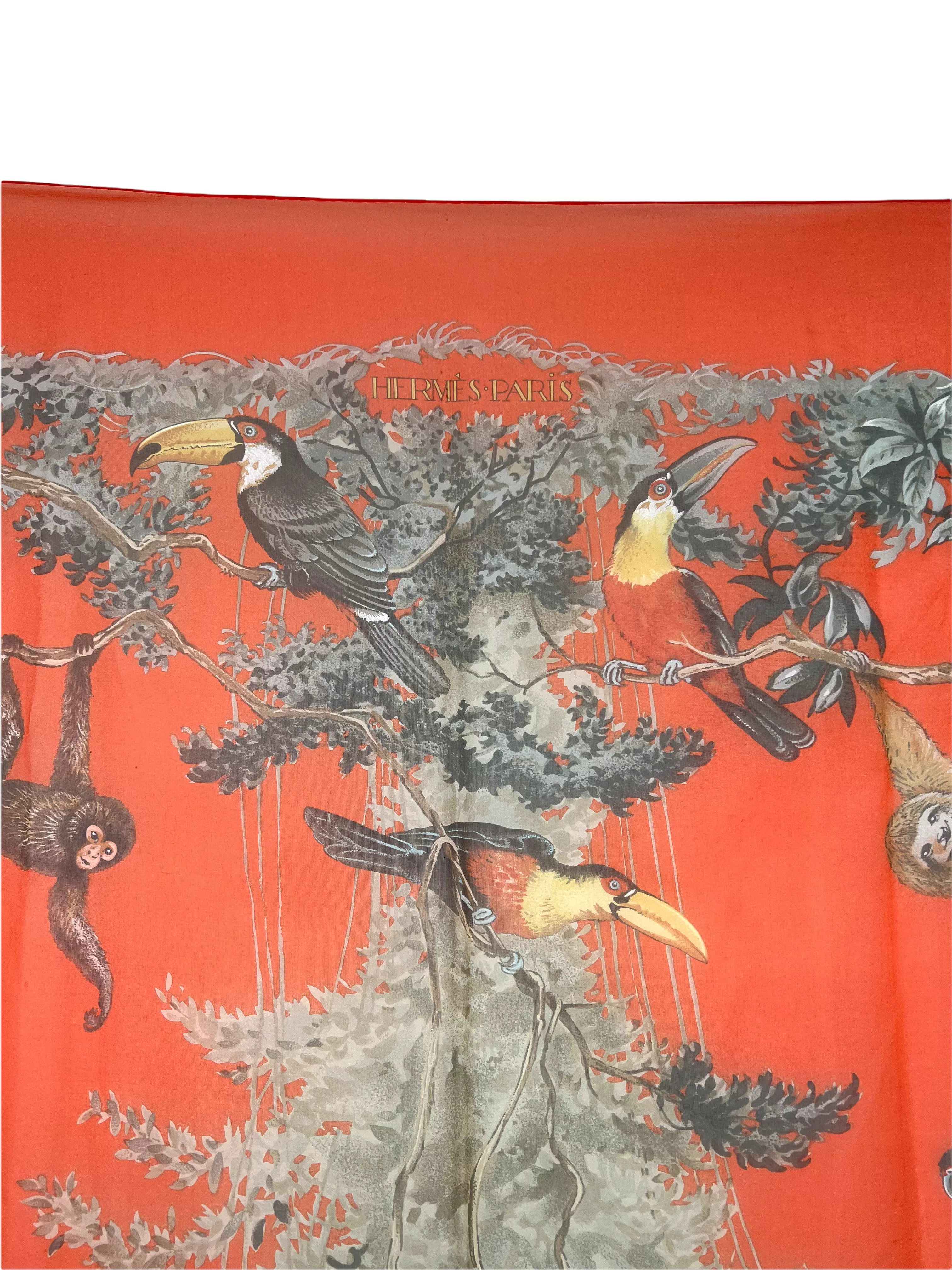 Hermes Equateur Giant Silk Mousseline Chiffon GM Shawl Scarf 140