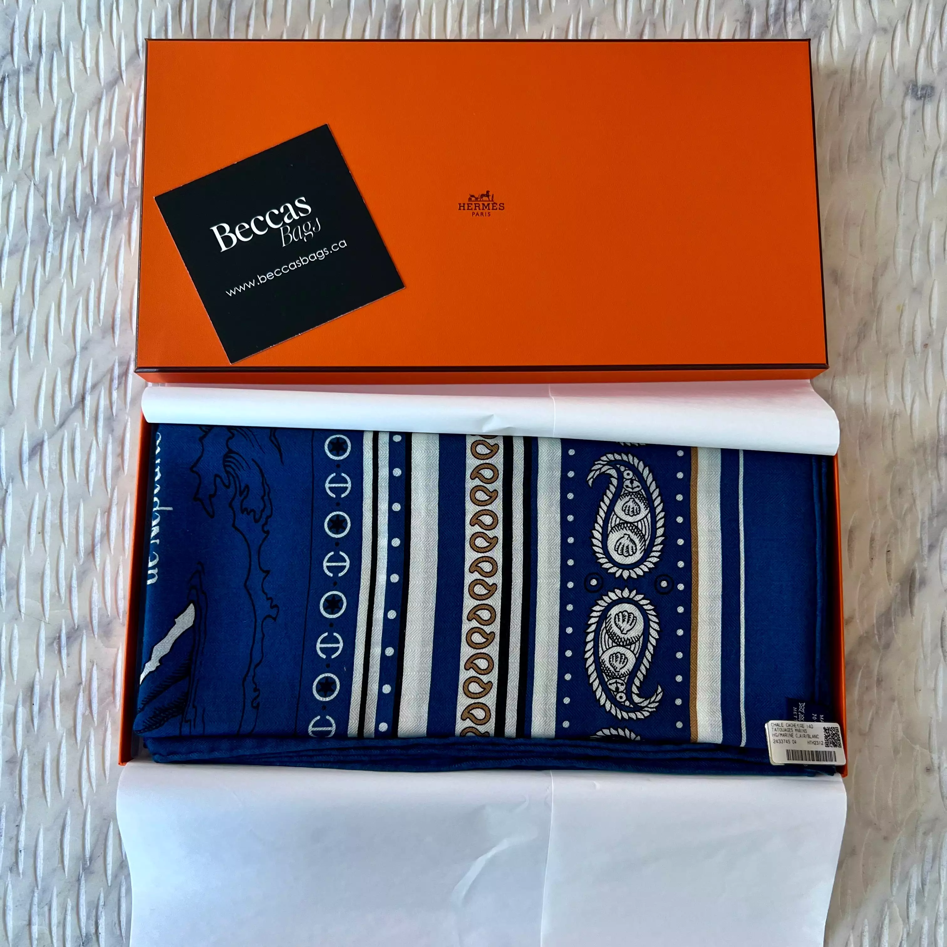 Hermes Tatouages Marins Bandana shawl 140