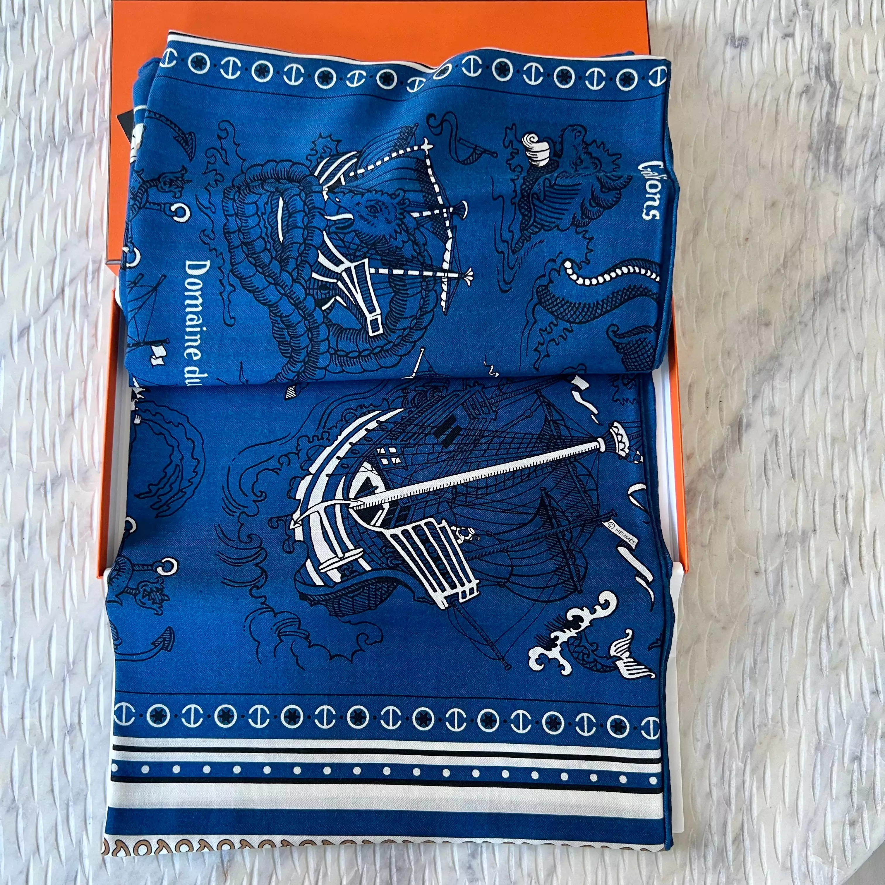 Hermes Tatouages Marins Bandana shawl 140