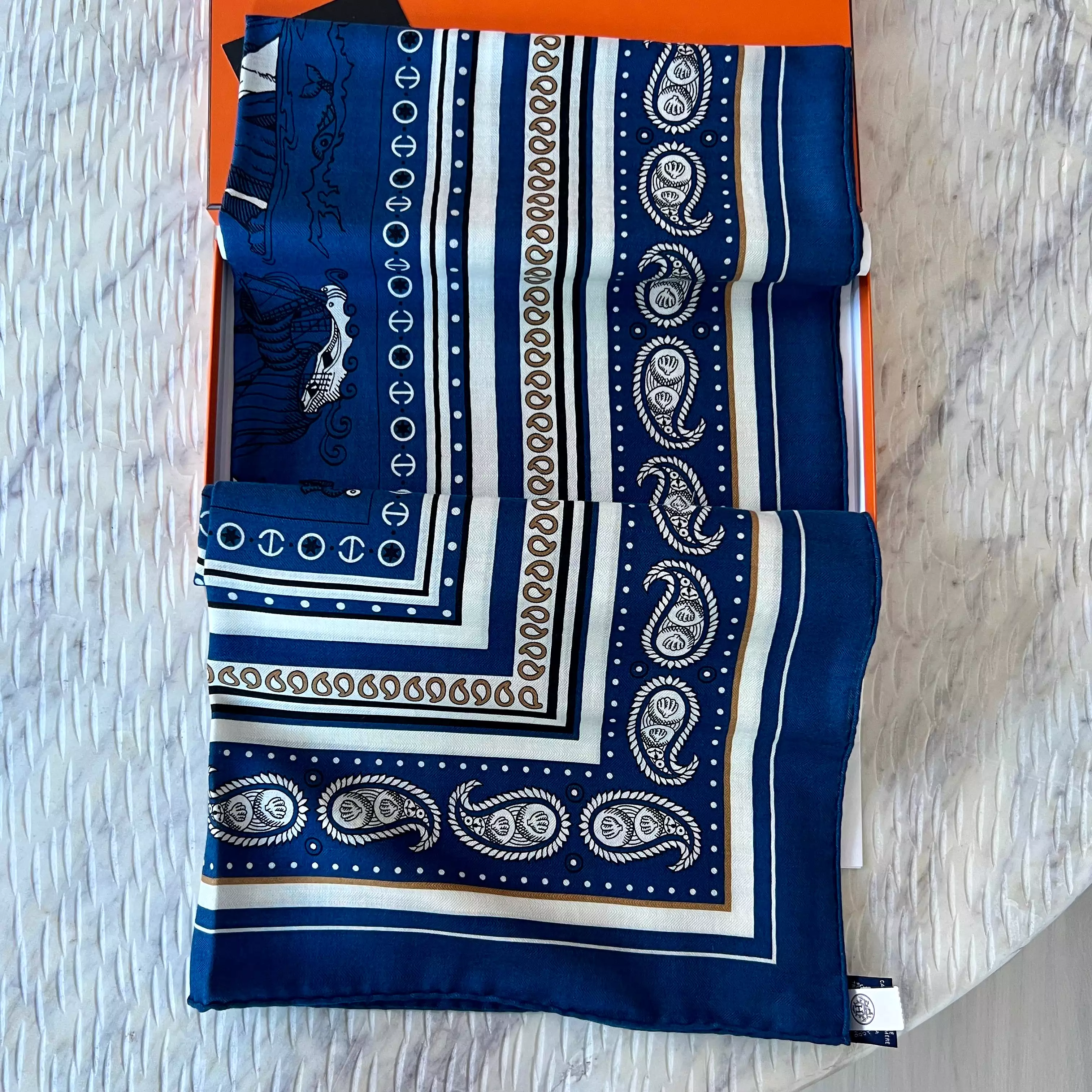 Hermes Tatouages Marins Bandana shawl 140