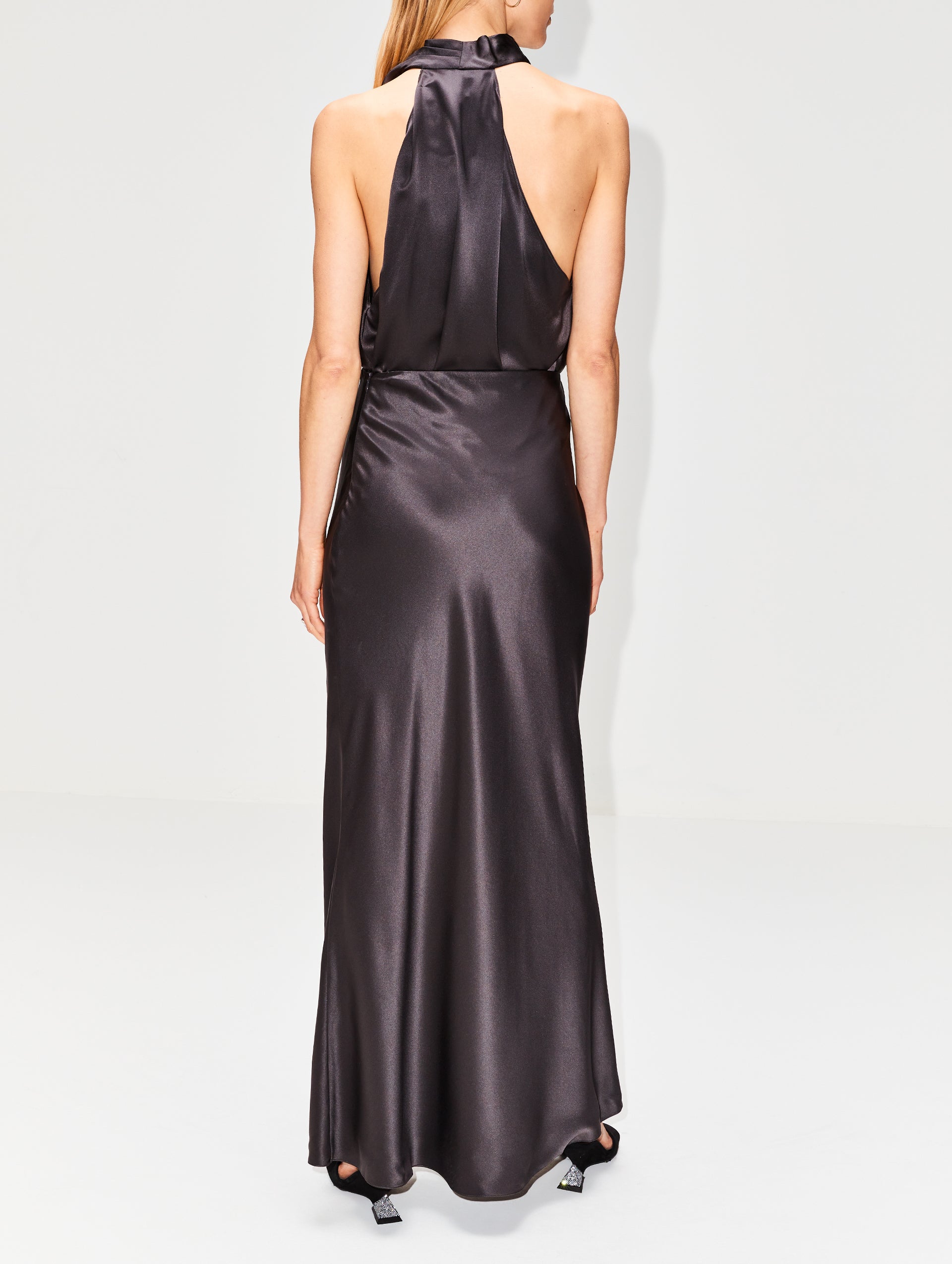 High Neck Satin Drape Top