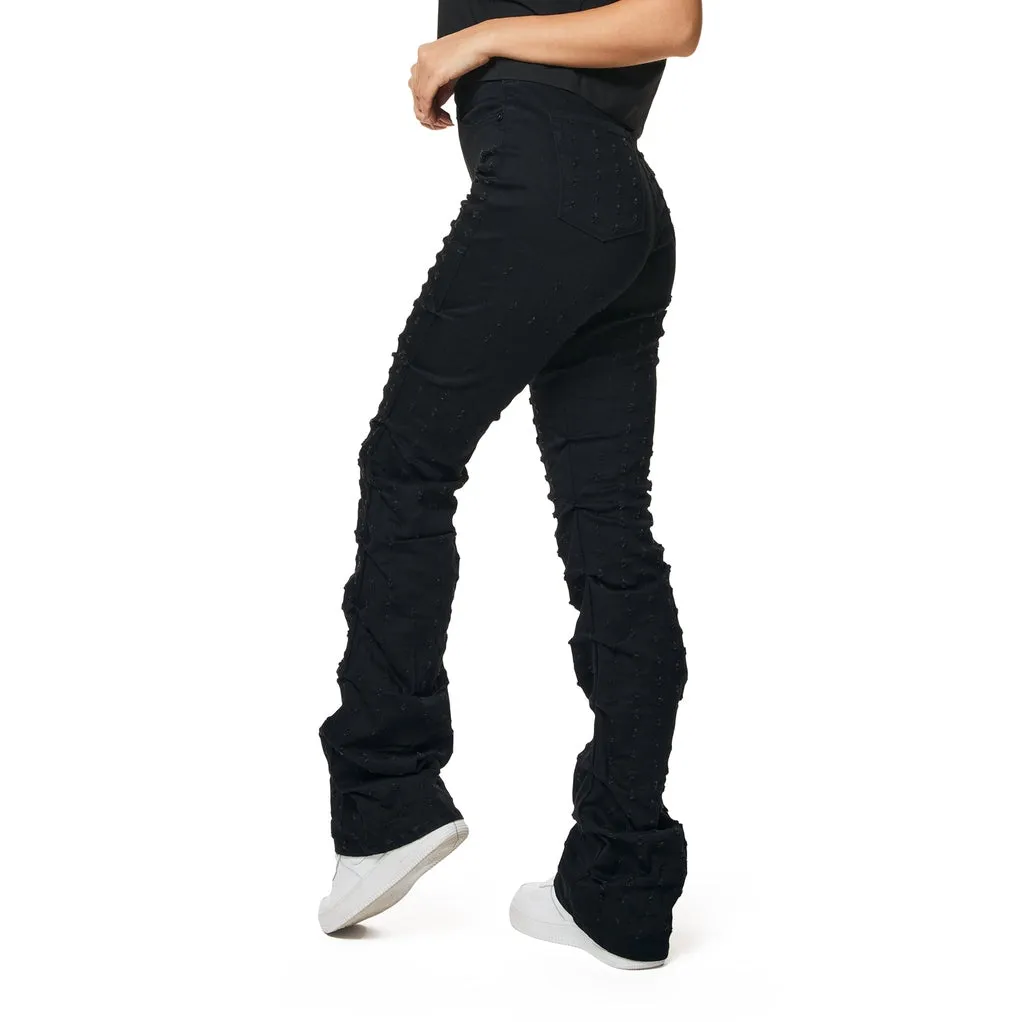 High Rise Bootcut Punched Jeans - Deep Black