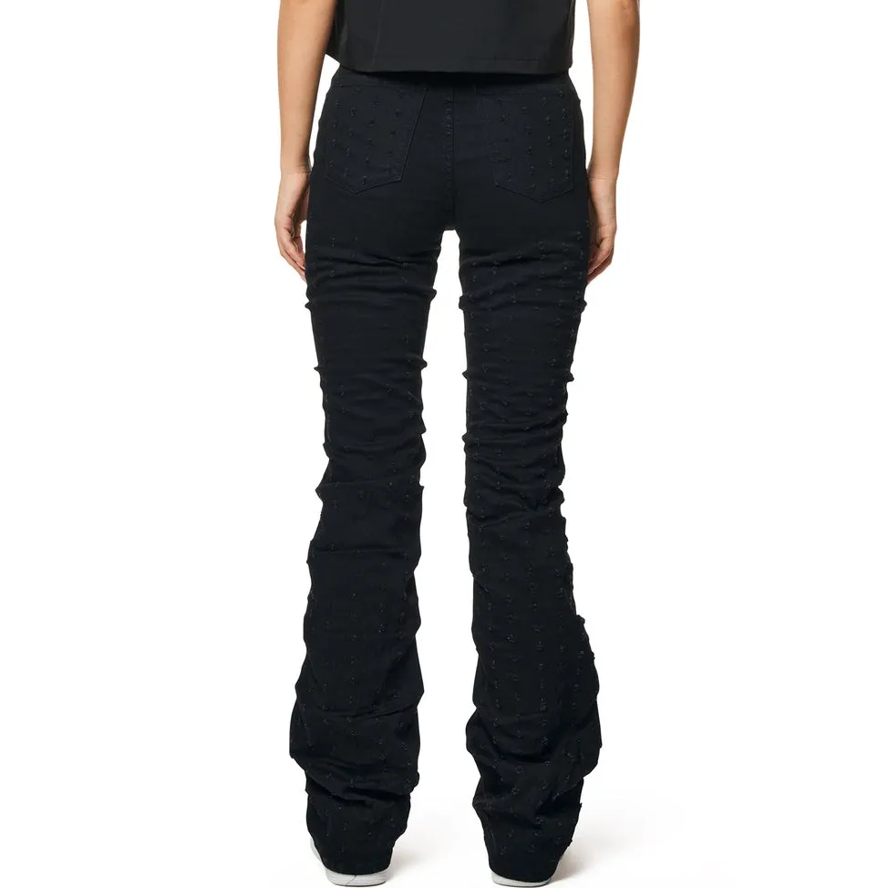 High Rise Bootcut Punched Jeans - Deep Black