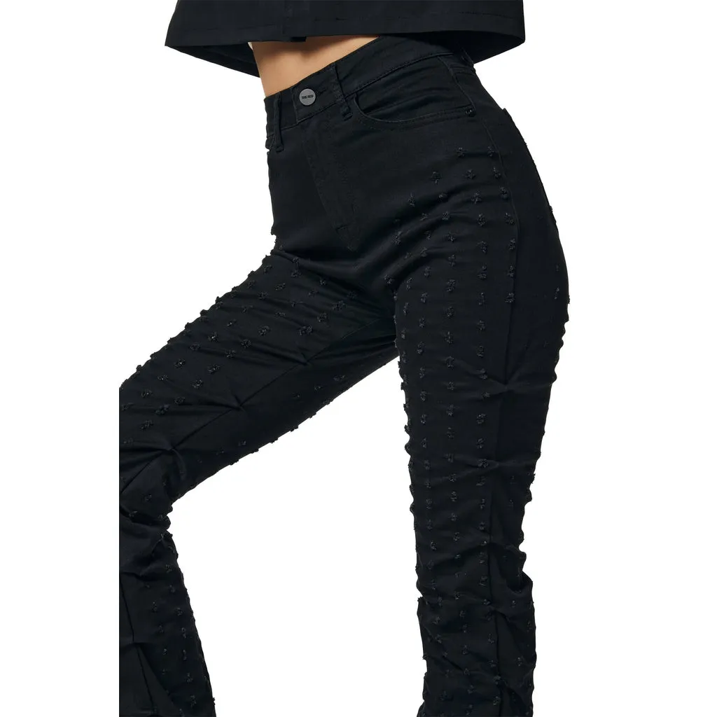 High Rise Bootcut Punched Jeans - Deep Black