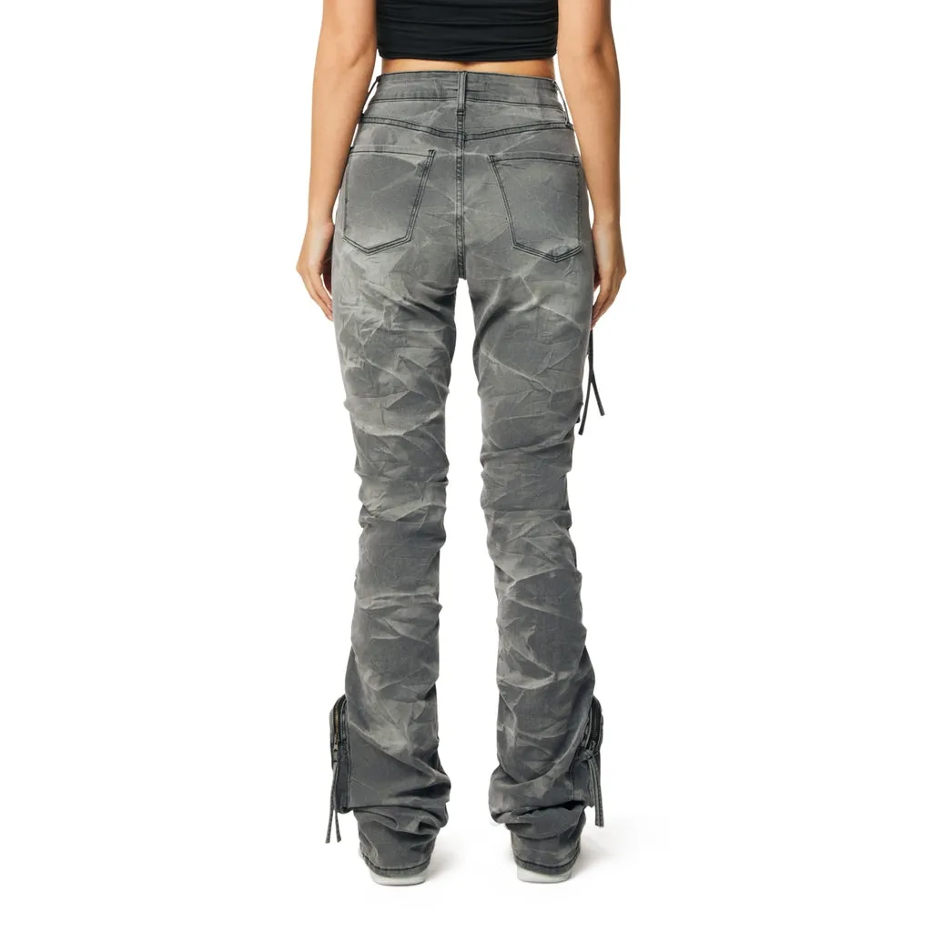 High Rise Stacked Cargo Jeans - Twinkle Grey