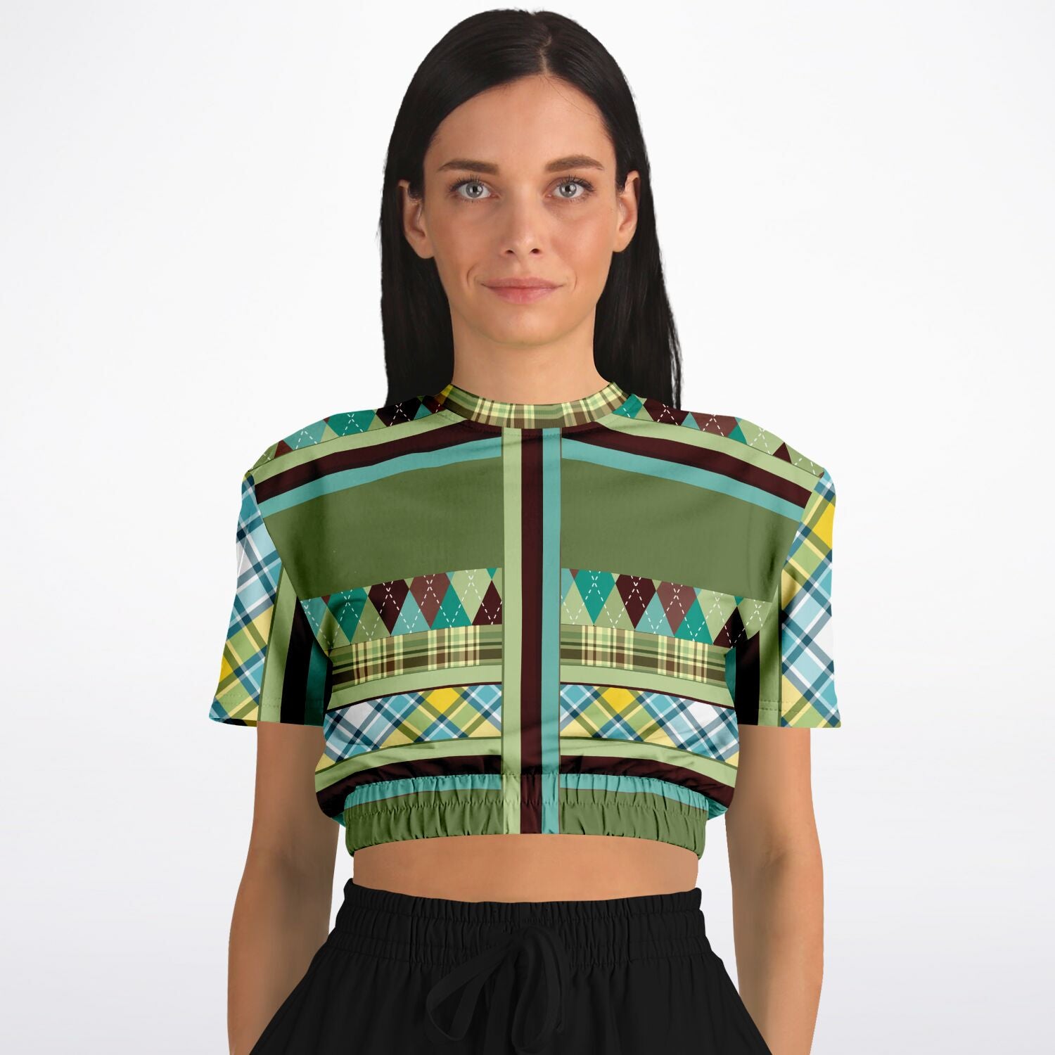 Hypnotic Zen Short Sleeve Cropped Eco-Poly Sweater