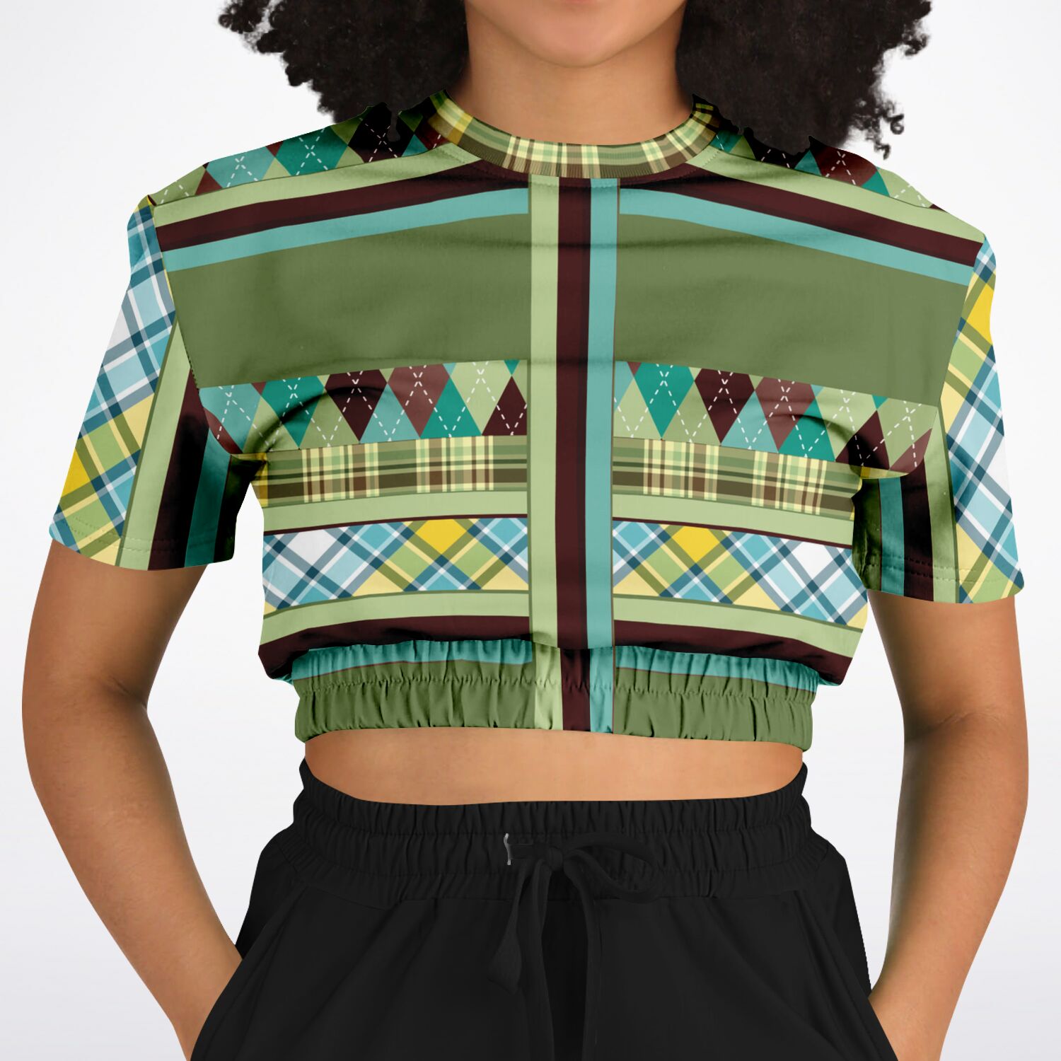 Hypnotic Zen Short Sleeve Cropped Eco-Poly Sweater