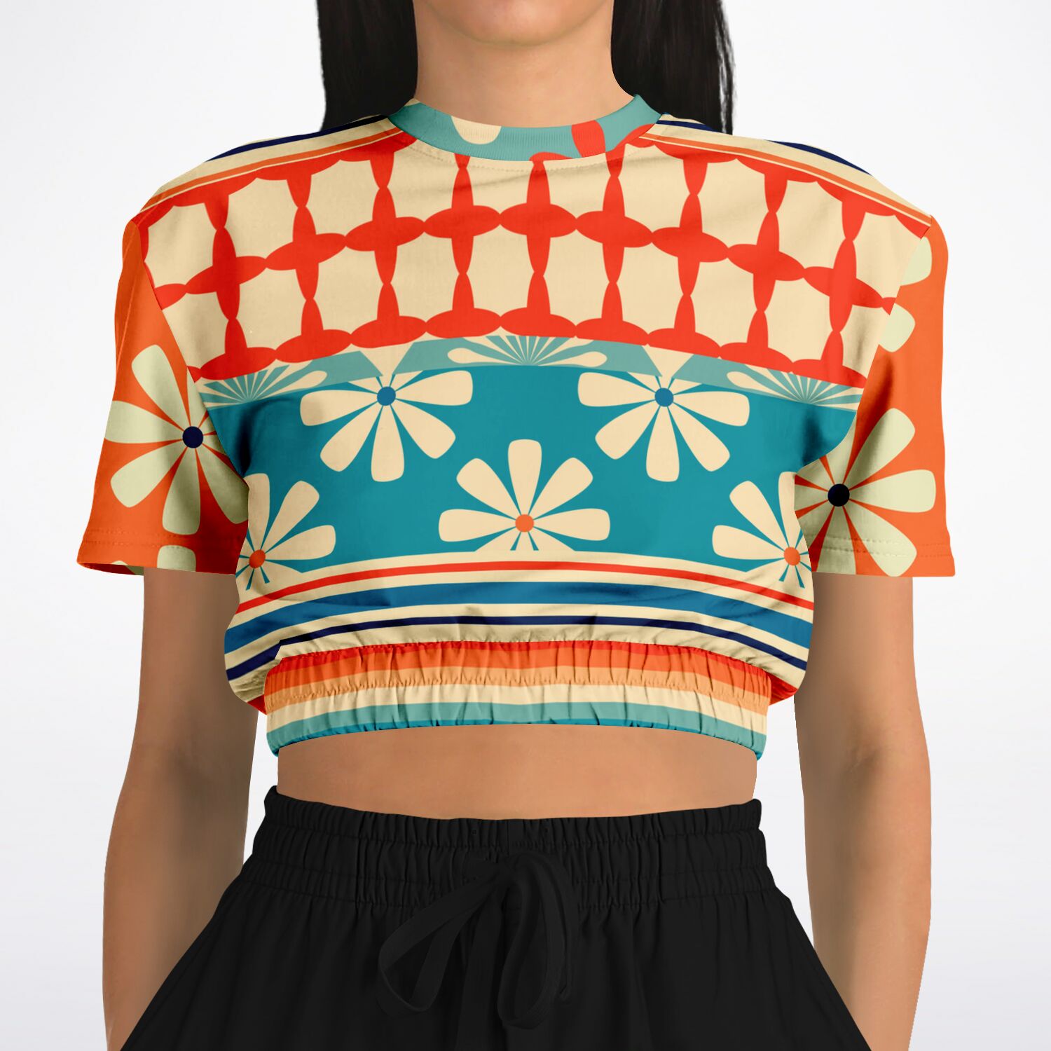 Ima Wallflower Short Sleeve Cropped Eco-Poly Sweater