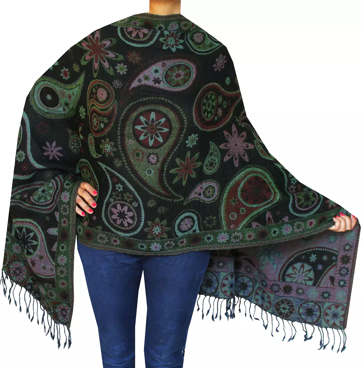 Indian Shawl Wrap Boiled Wool Womens Clothing Scarf Gift (76 x 28 inches)