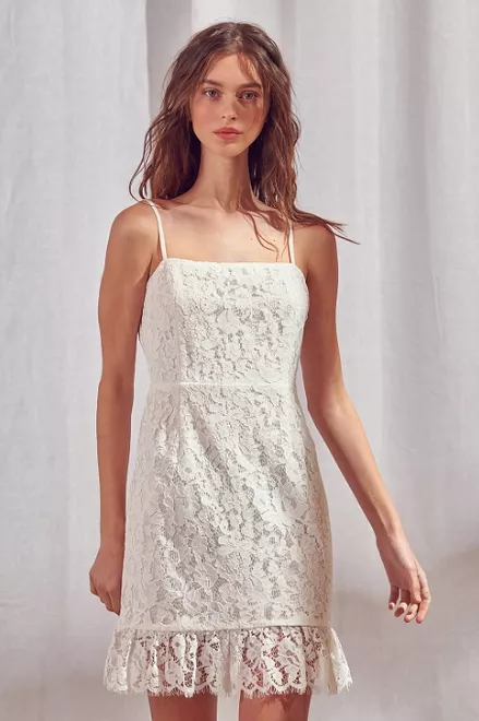 Ivory Lace Ruffle Dress