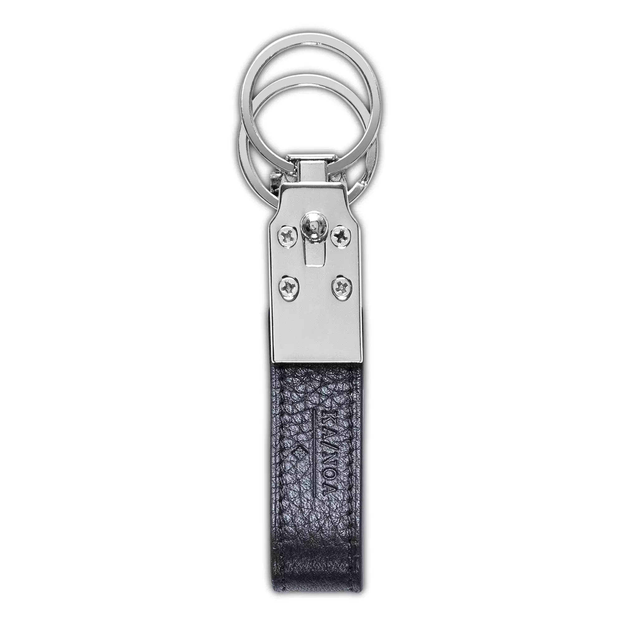 Jacques 100% deerskin leather key-ring (dark blue)