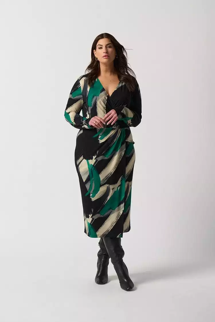 Joseph Ribkoff Abstract Print Wrap Dress - 233127