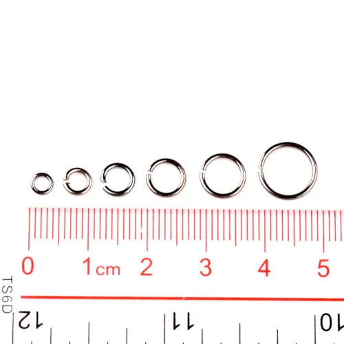 Jump Rings, Iron, Round, Open, Assorted, Gunmetal, 4-10x0.7-1mm, Variety Pack