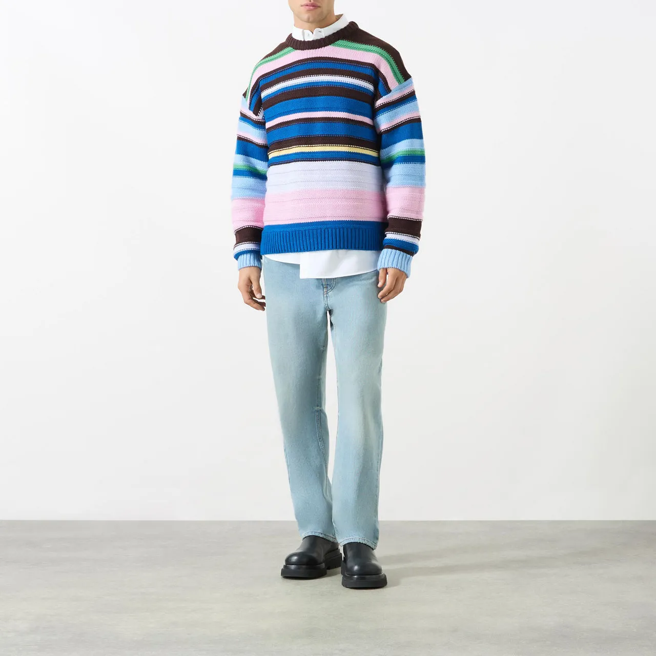 JW ANDERSON Striped Boxy-Fit Sweater - Blue