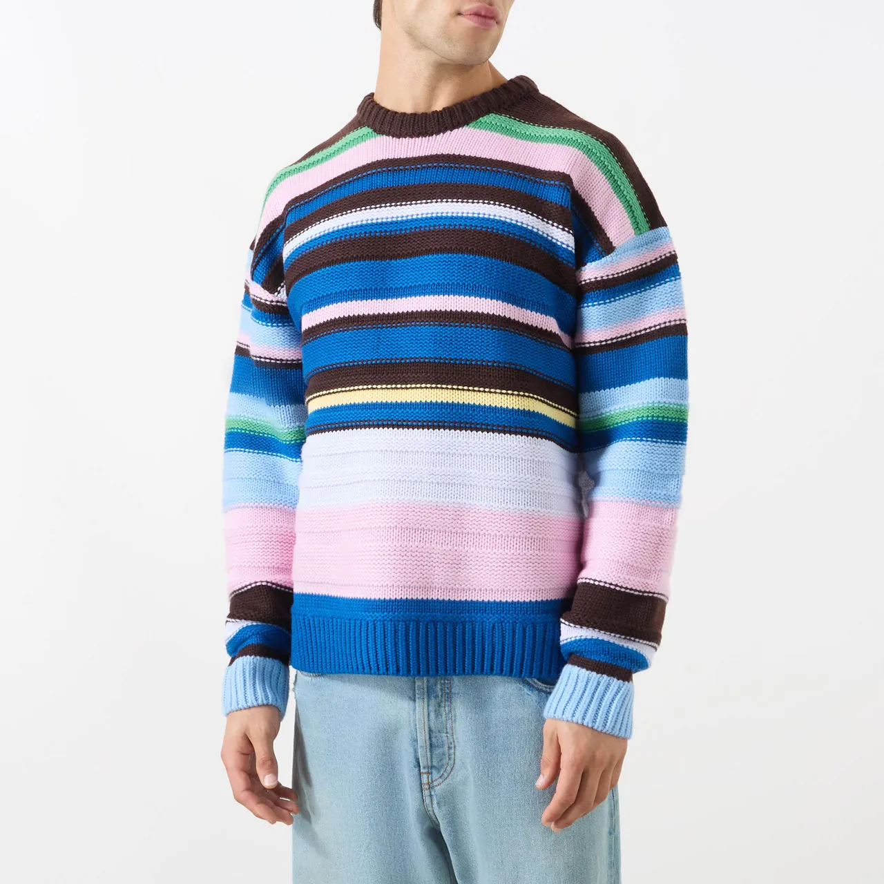 JW ANDERSON Striped Boxy-Fit Sweater - Blue