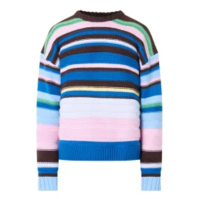 JW ANDERSON Striped Boxy-Fit Sweater - Blue